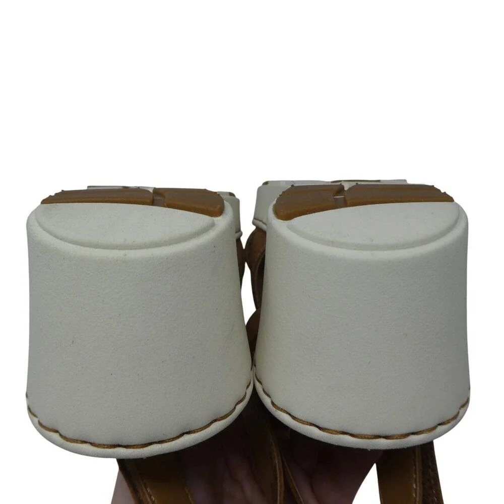 Born Paley Wedge Sandals Women‎ 10 Brown Leather Elastic Straps Comfort